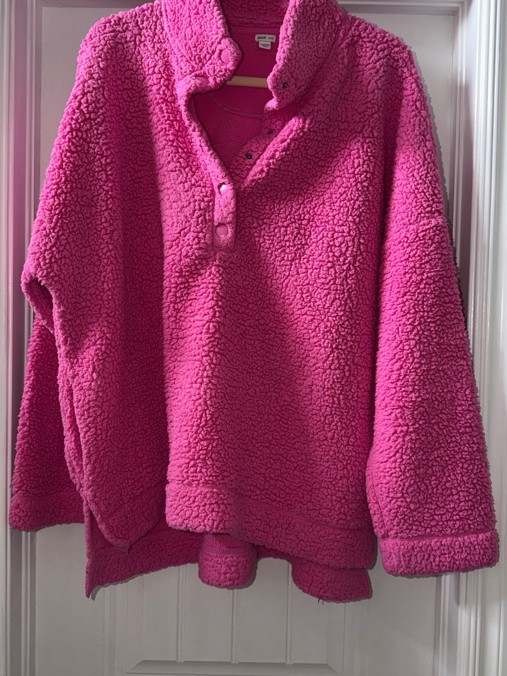 aerie Bubblegum Pink Sherpa Snap-Pullover